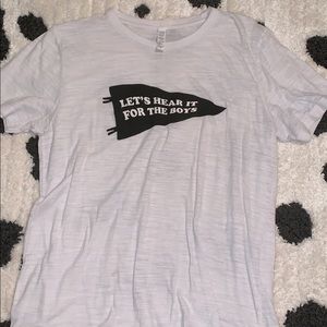“let’s hear it for the boy” fitted tee
